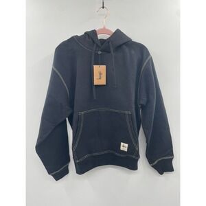 NWT Stussy Contrast Stitch Label Hoodie Men's Small Black Long Sleeve Drawstring